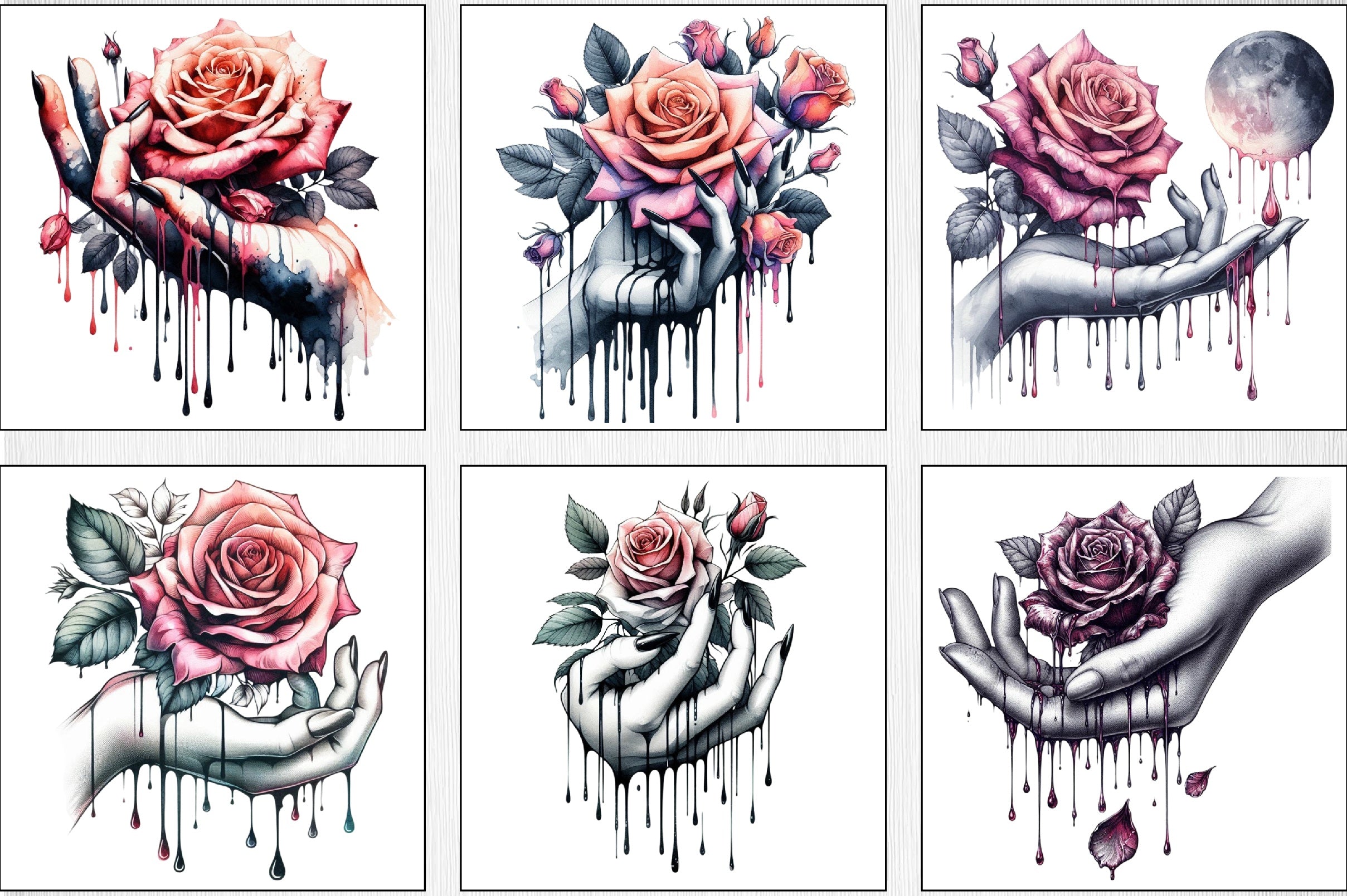 Dripping Rose Clipart Bundle - CraftNest - Digital Crafting and Art