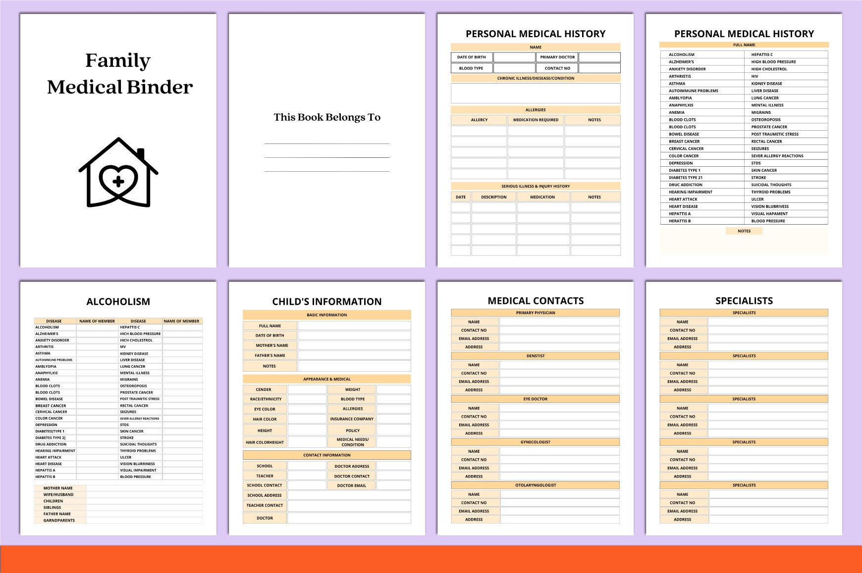 Family Medical Binder Planner