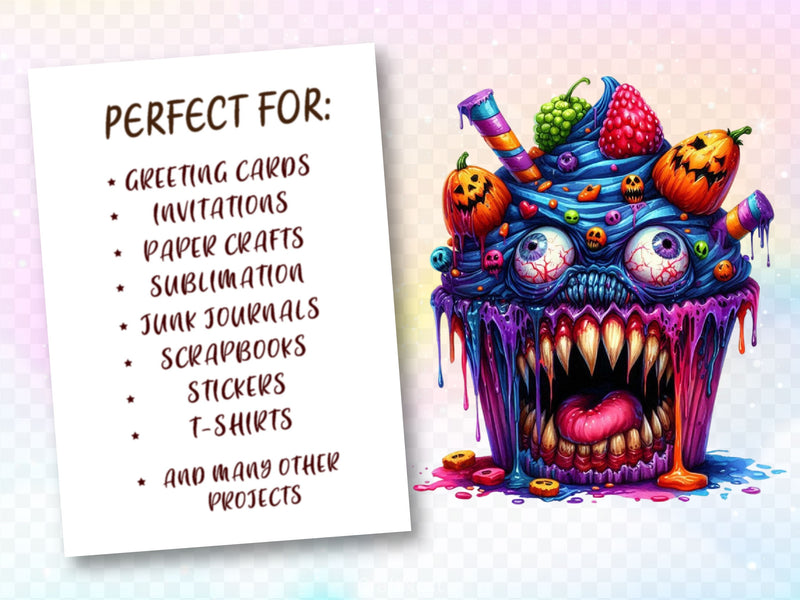 Scary Halloween Cupcake Clipart Bundle 2 - CraftNest - Digital Crafting and Art
