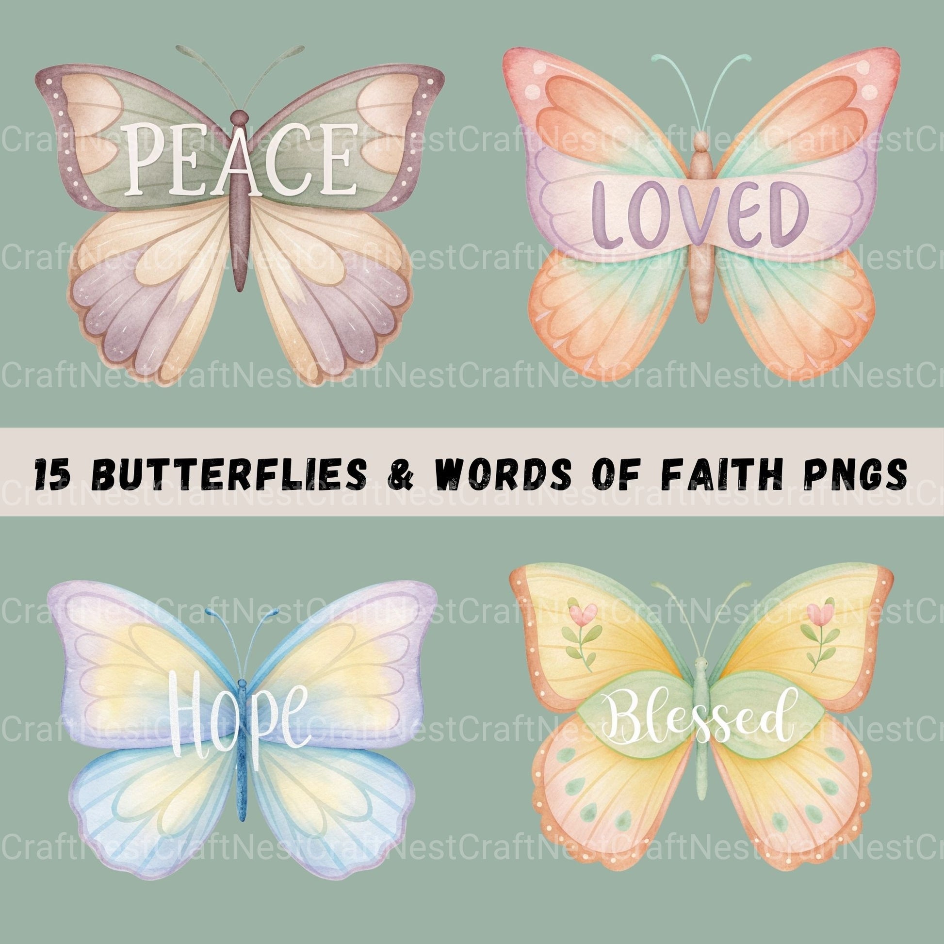 Butterfly Faith Clipart Bundle - CraftNest - Digital Crafting and Art