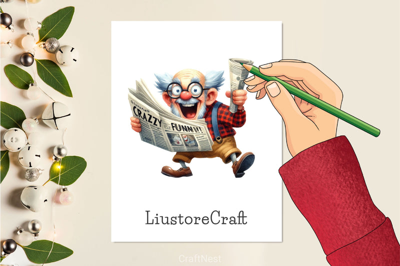 Funny Newspaper Grandpa Clipart Bundle 2 - CraftNest - Digital Crafting and Art