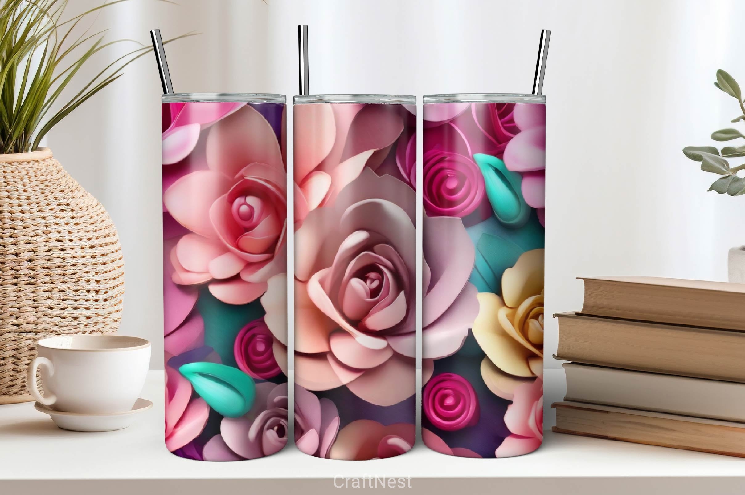 Flower Tumbler Wrap Bundle 28 - CraftNest - Digital Crafting and Art