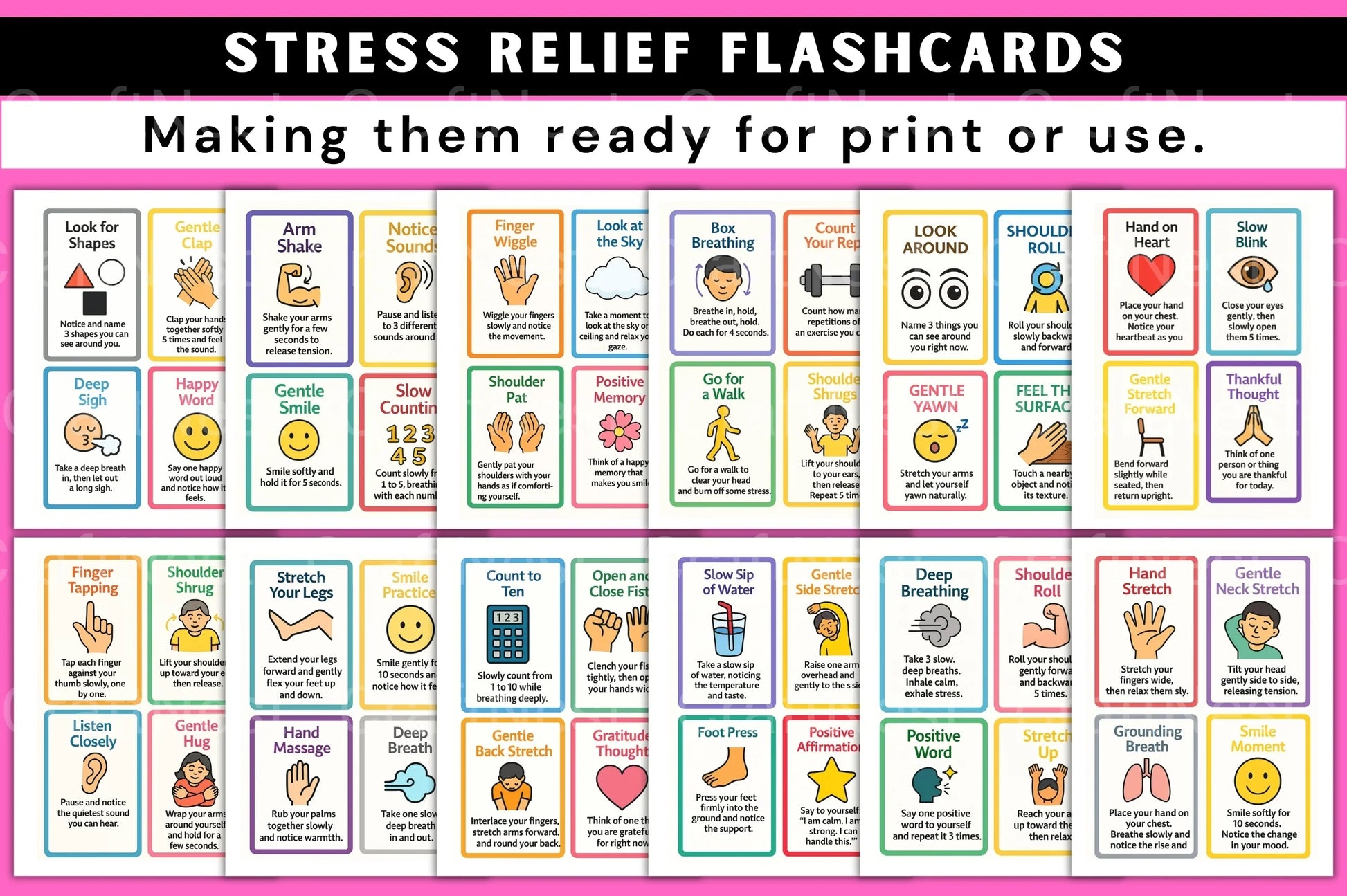 Stress Relief Flashcards for Relaxation - CraftNest - Digital Crafting and Art