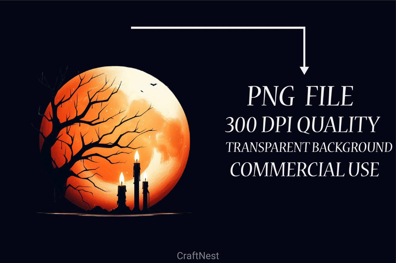 Halloween Tree & Moon Clipart Bundle - CraftNest - Digital Crafting and Art