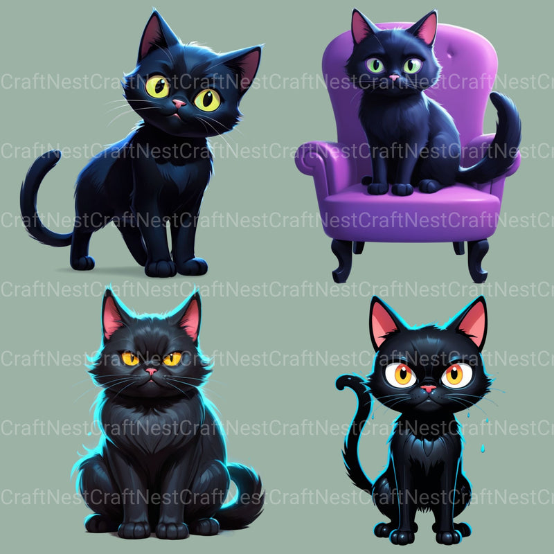 Black Cats Clipart Bundle - CraftNest - Digital Crafting and Art