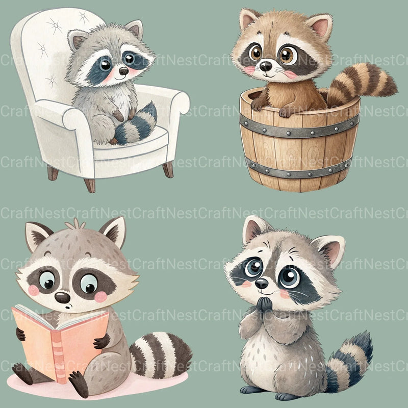 Raccoons 1 Clipart Bundle - CraftNest - Digital Crafting and Art