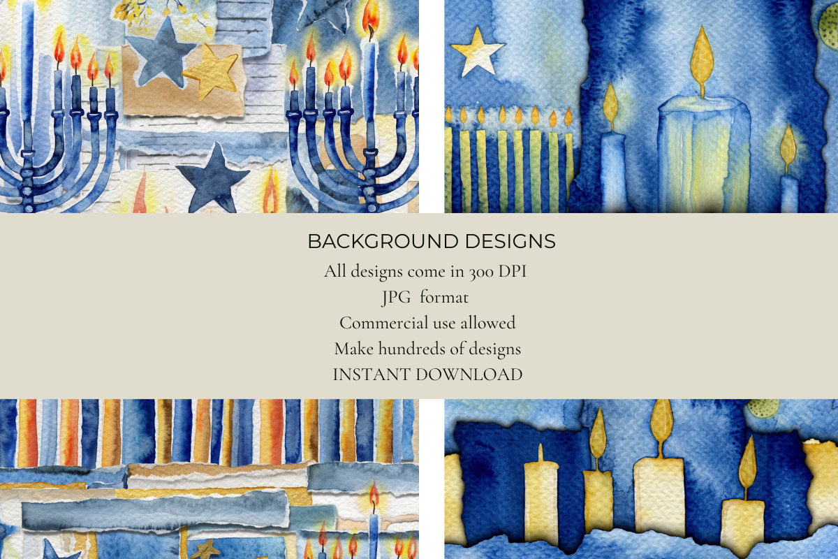 Watercolor Hanukkah Junk Journal Papers