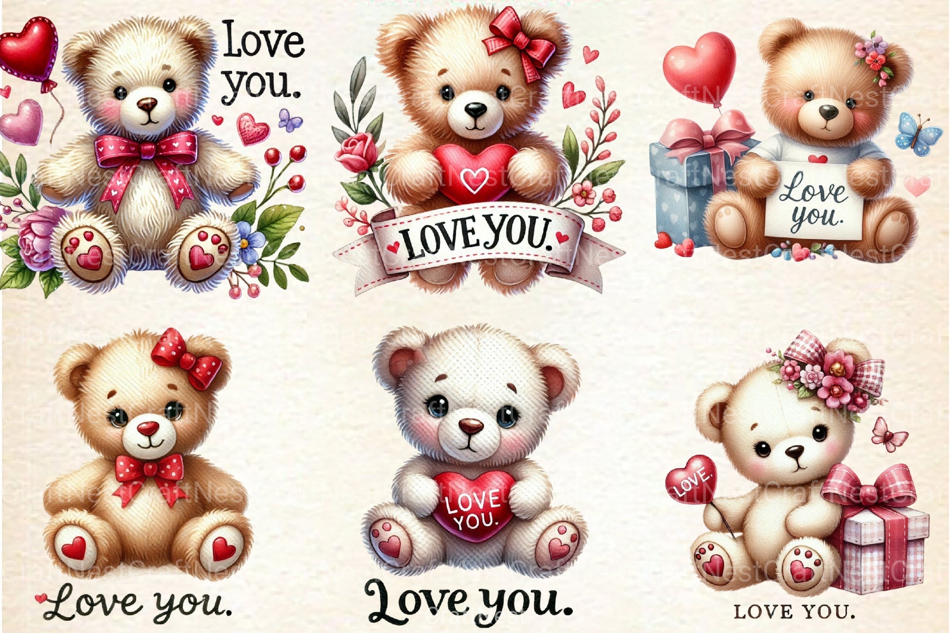 Valentine's Baby Bear Love Clipart Bundle - CraftNest - Digital Crafting and Art