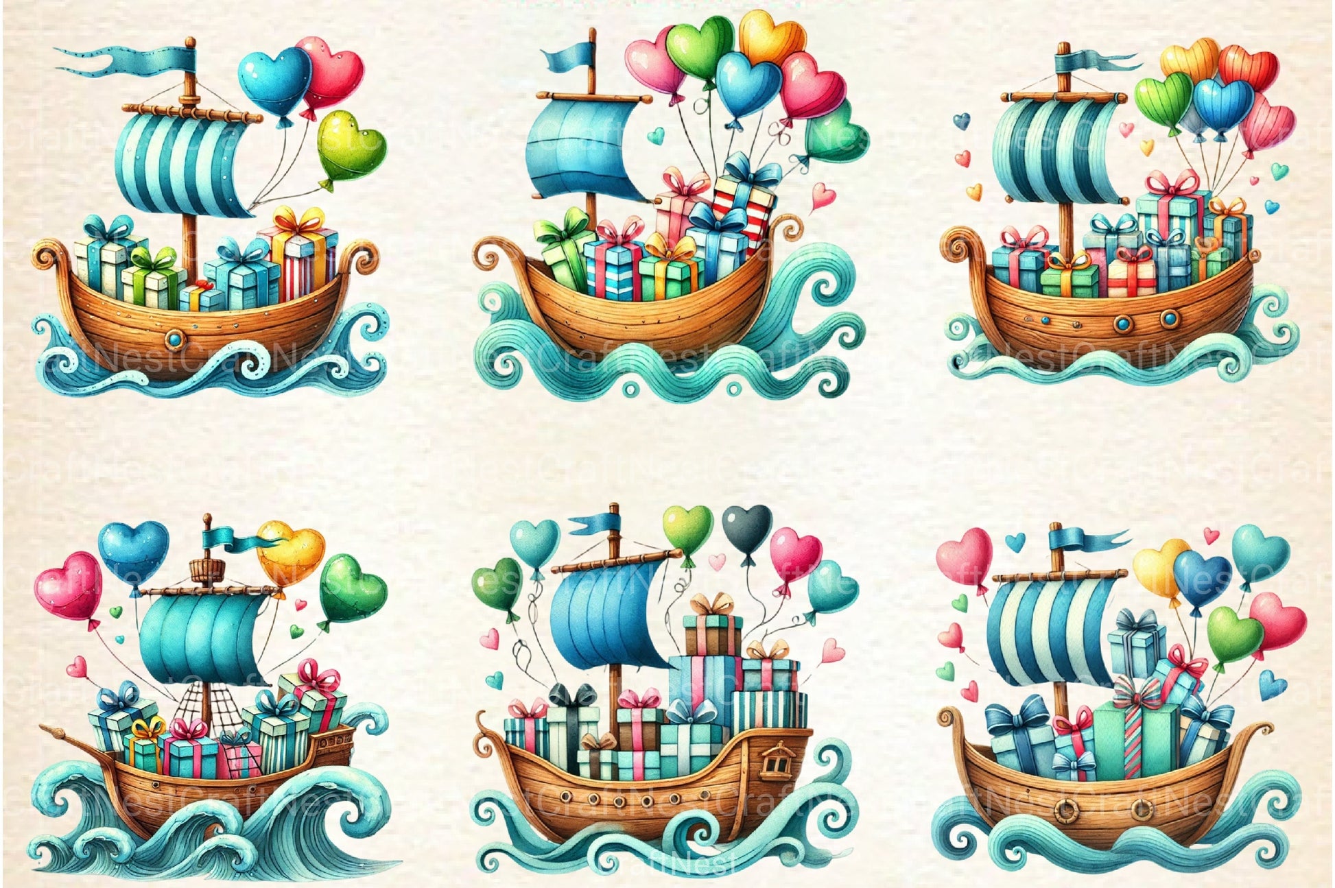 Valentine Ship Clipart Bundle - CraftNest - Digital Crafting and Art