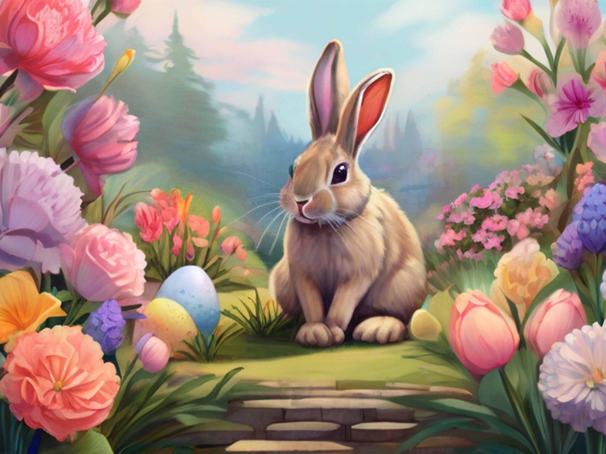 Easter Bunny Watercolor Seamless Pattern - CraftNest - Digital Crafting and Art