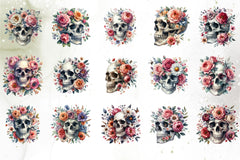Floral Skulls Clipart Bundle - CraftNest - Digital Crafting and Art