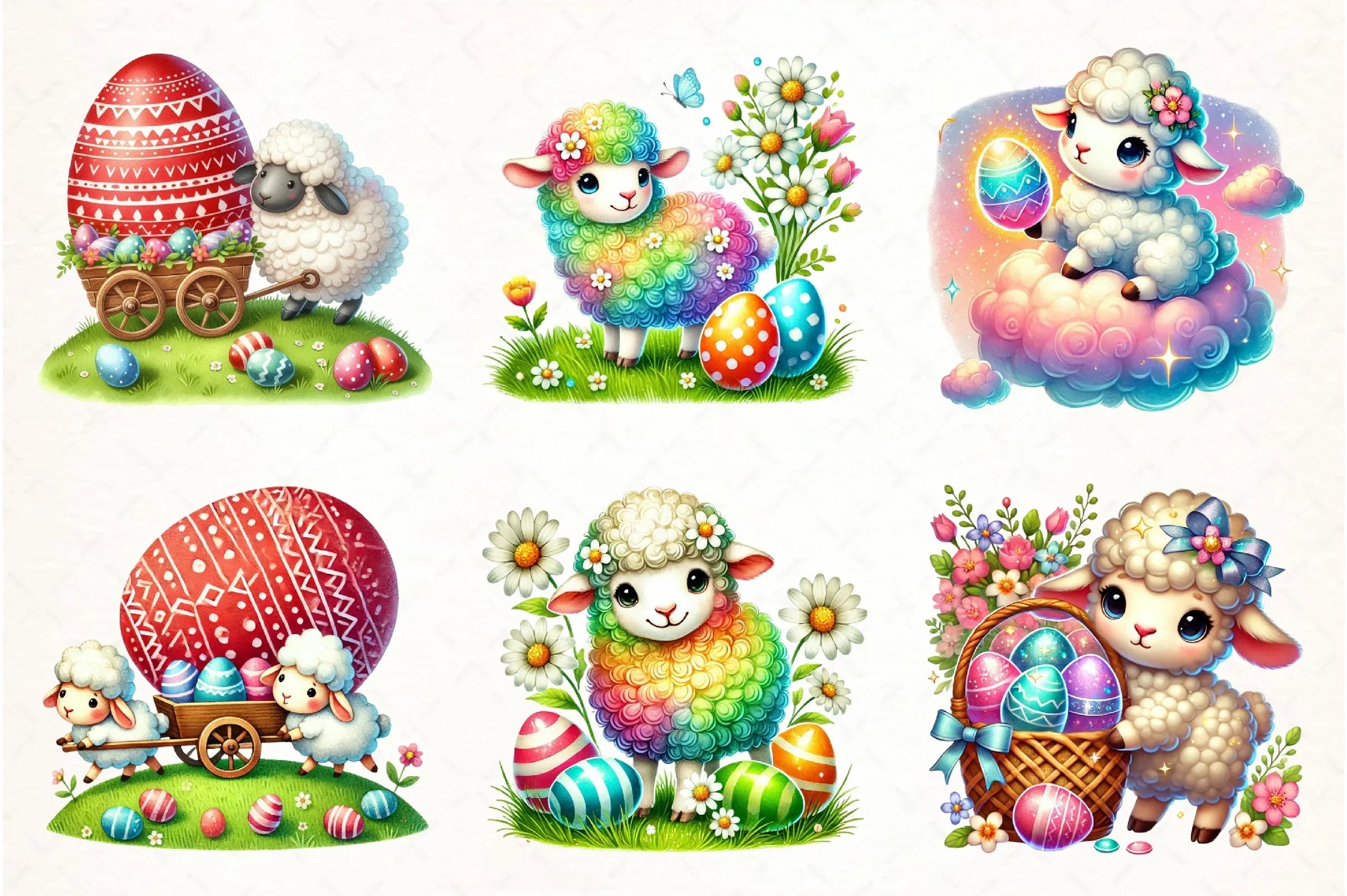 Happy Easter Sheep Clipart Bundle - CraftNest - Digital Crafting and Art