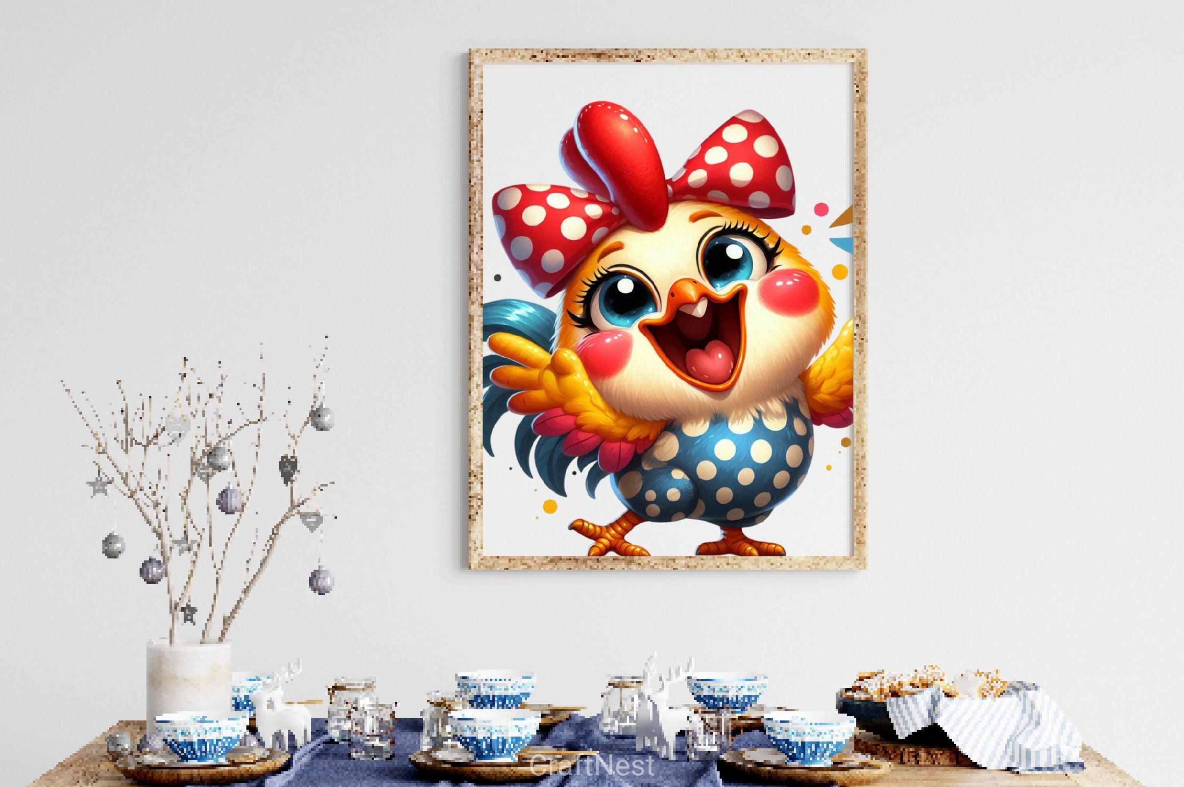 Polka Dot Chickens Bow Clipart Bundle 2 - CraftNest - Digital Crafting and Art