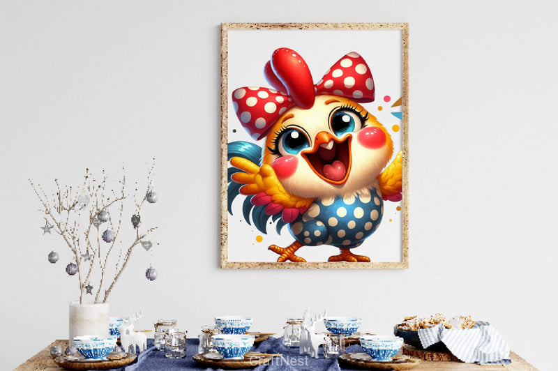 Polka Dot Chickens Bow Clipart Bundle 2 - CraftNest - Digital Crafting and Art