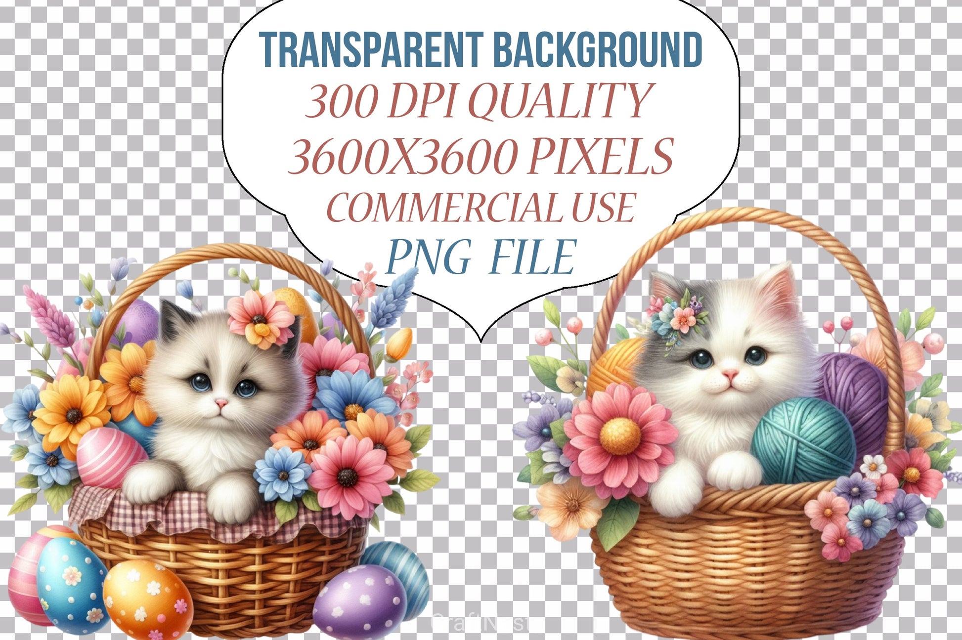 Easter Cat Clipart Bundle - CraftNest - Digital Crafting and Art