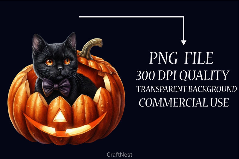 Halloween Cat & Pumpkin Clipart Bundle - CraftNest - Digital Crafting and Art