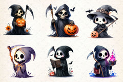 Cute Grim Reaper Clipart Bundle 2 - CraftNest - Digital Crafting and Art