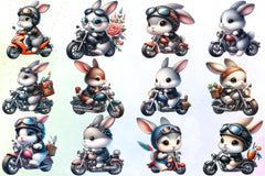 Biker Bunny Clipart Bundle - CraftNest - Digital Crafting and Art
