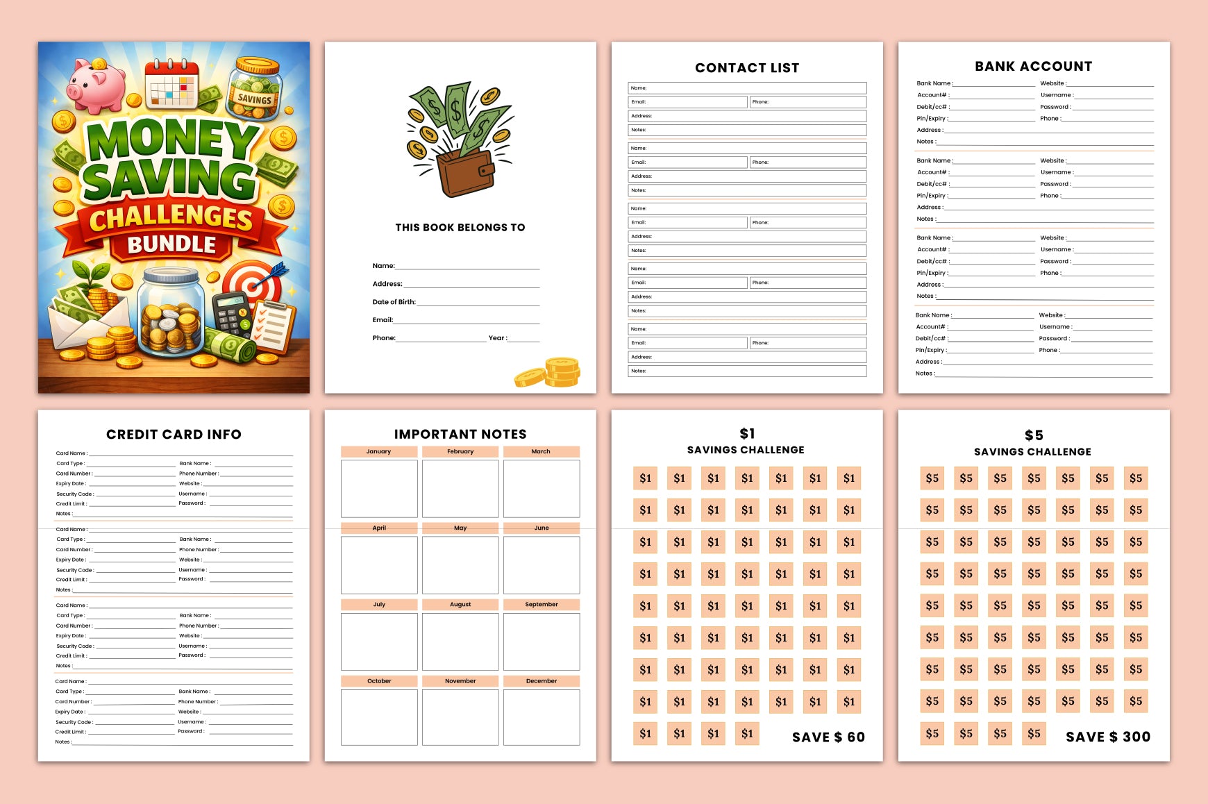 Money Saving Challenges Planner