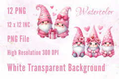 Pink Valentine Gnome Clipart Bundle - CraftNest - Digital Crafting and Art