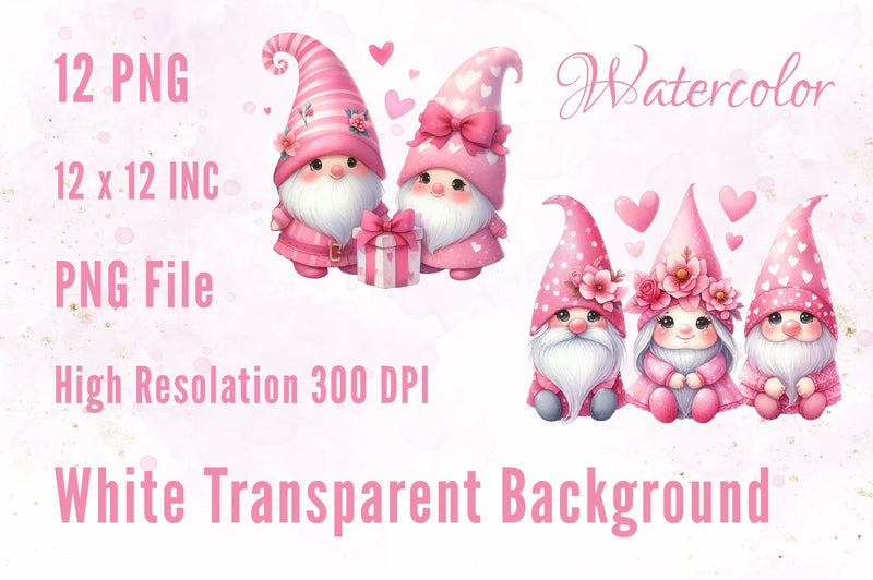 Pink Valentine Gnome Clipart Bundle - CraftNest - Digital Crafting and Art