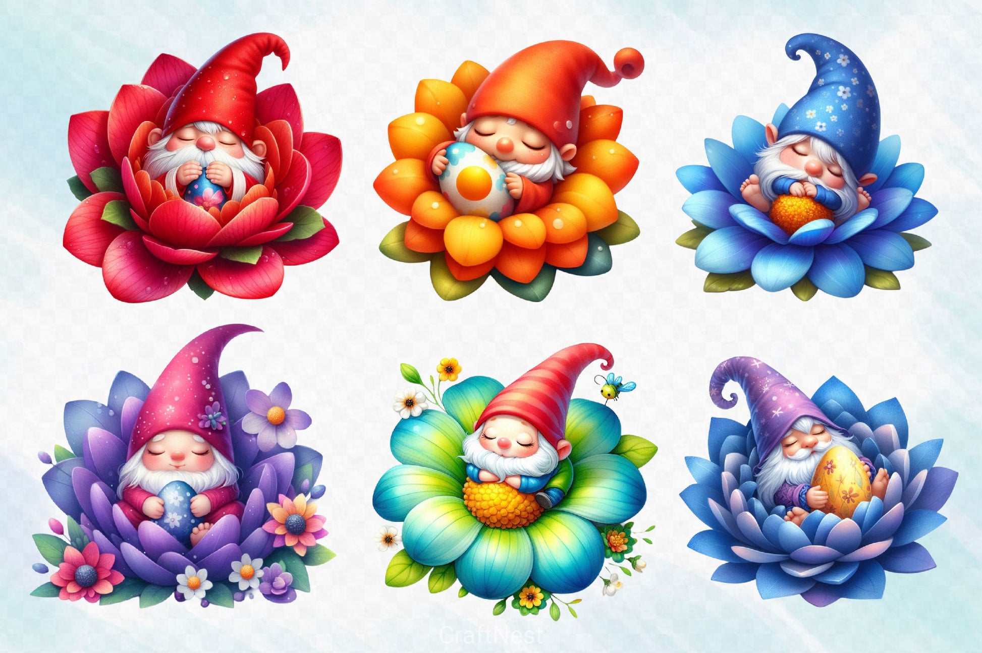 Sleeping Baby Gnome Clipart Bundle - CraftNest - Digital Crafting and Art