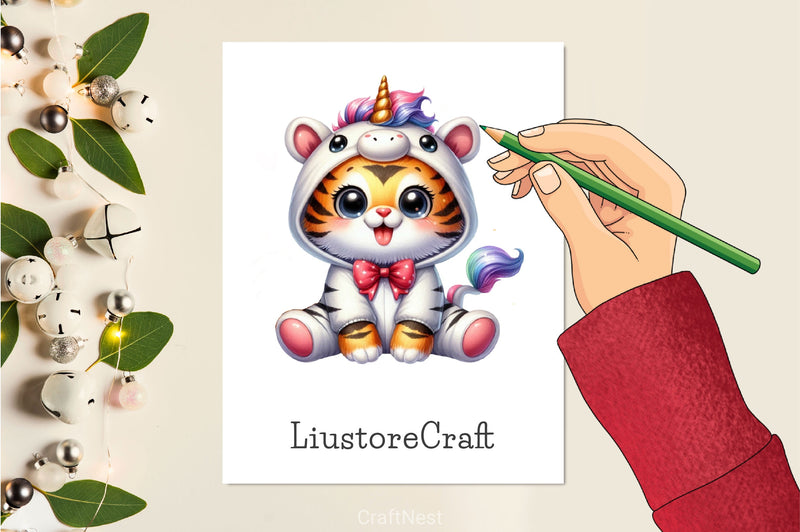 Unicorn Costume For Cute Animals Clipart Bundle - CraftNest - Digital Crafting and Art