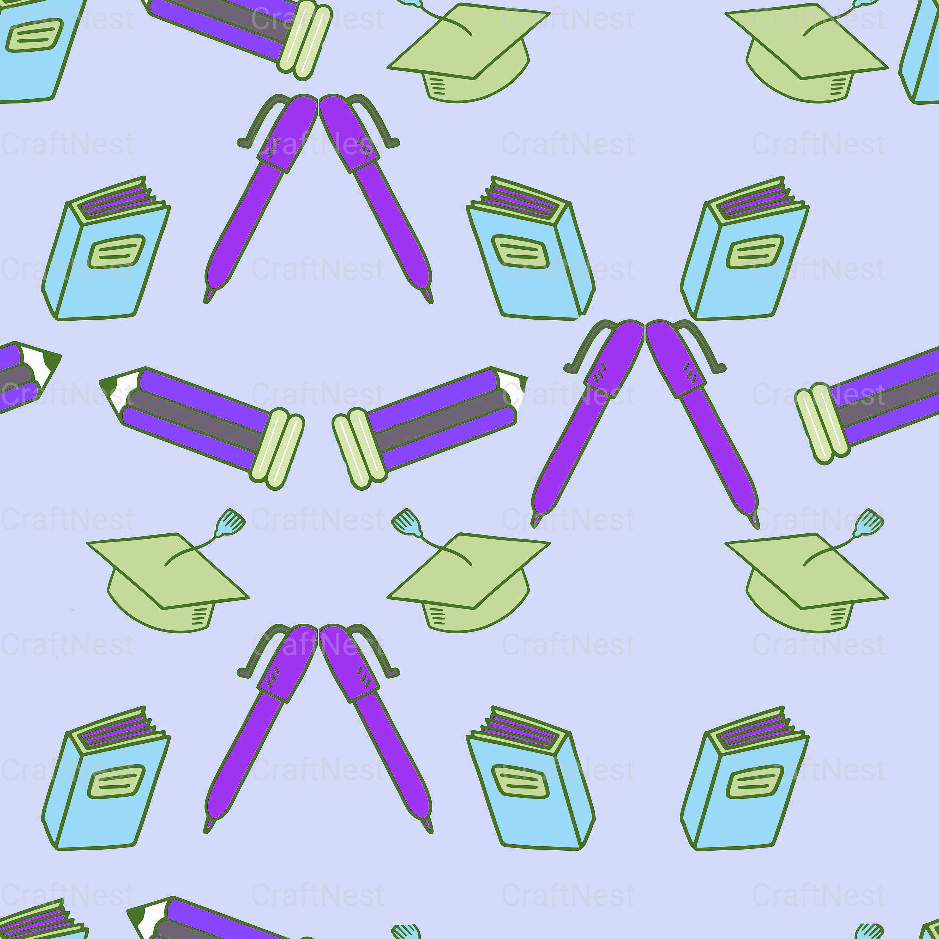 Back to School Blue Digital Paper - CraftNest - Digital Crafting and Art