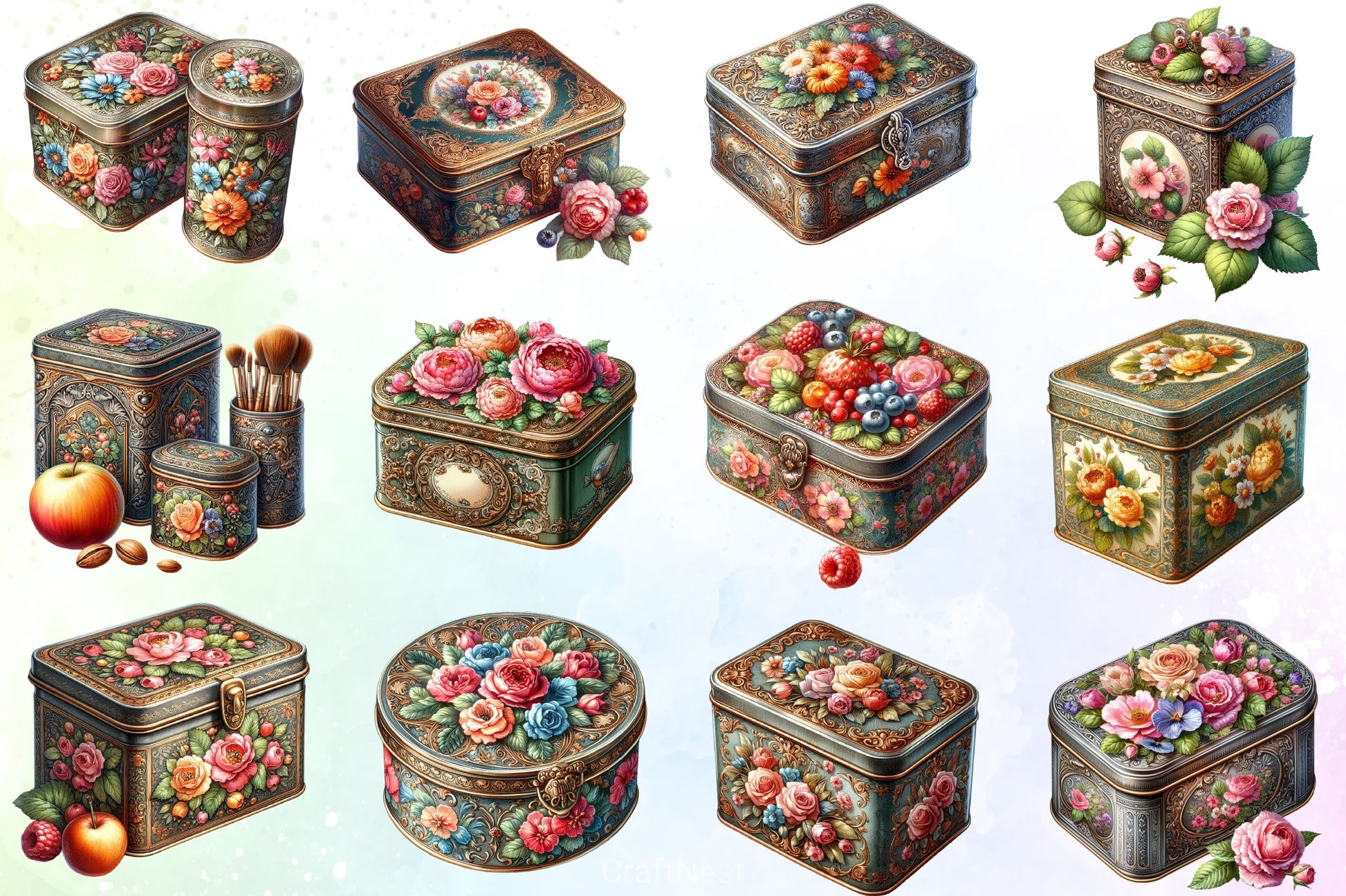 Vintage Tin Clipart Bundle - CraftNest - Digital Crafting and Art