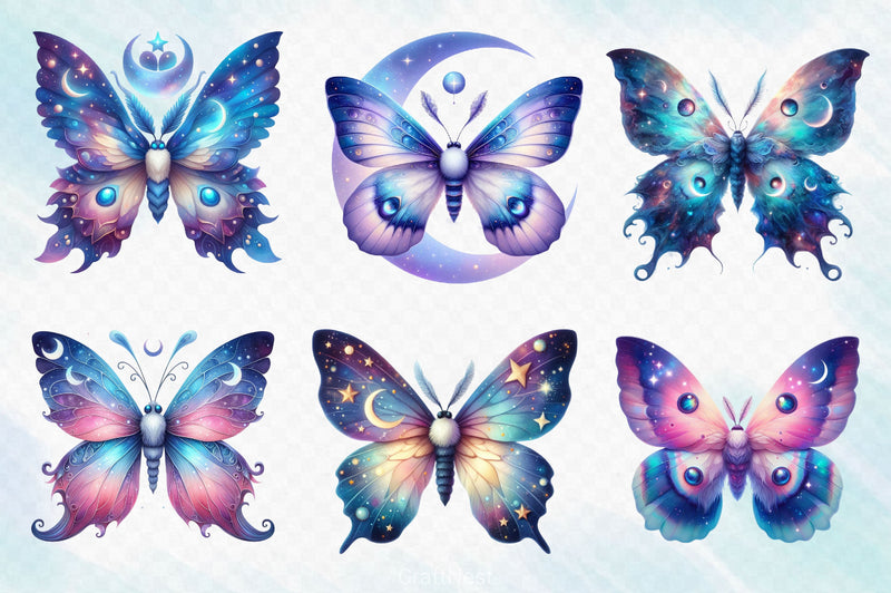 Celestial Moth Clipart Bundle - CraftNest - Digital Crafting and Art