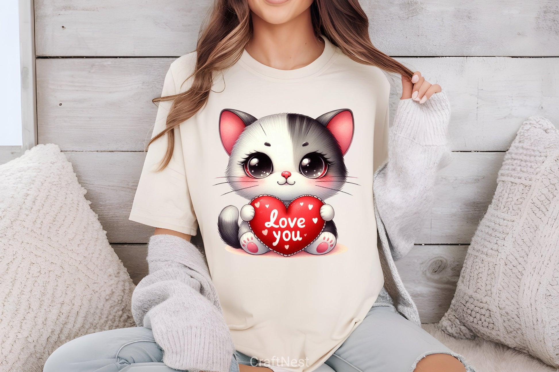 Love You Cat Valentine's Day Clipart Bundle 7 - CraftNest - Digital Crafting and Art