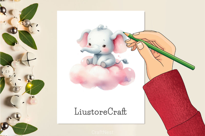 Pink Baby Animals Sleeping Clipart Bundle - CraftNest - Digital Crafting and Art