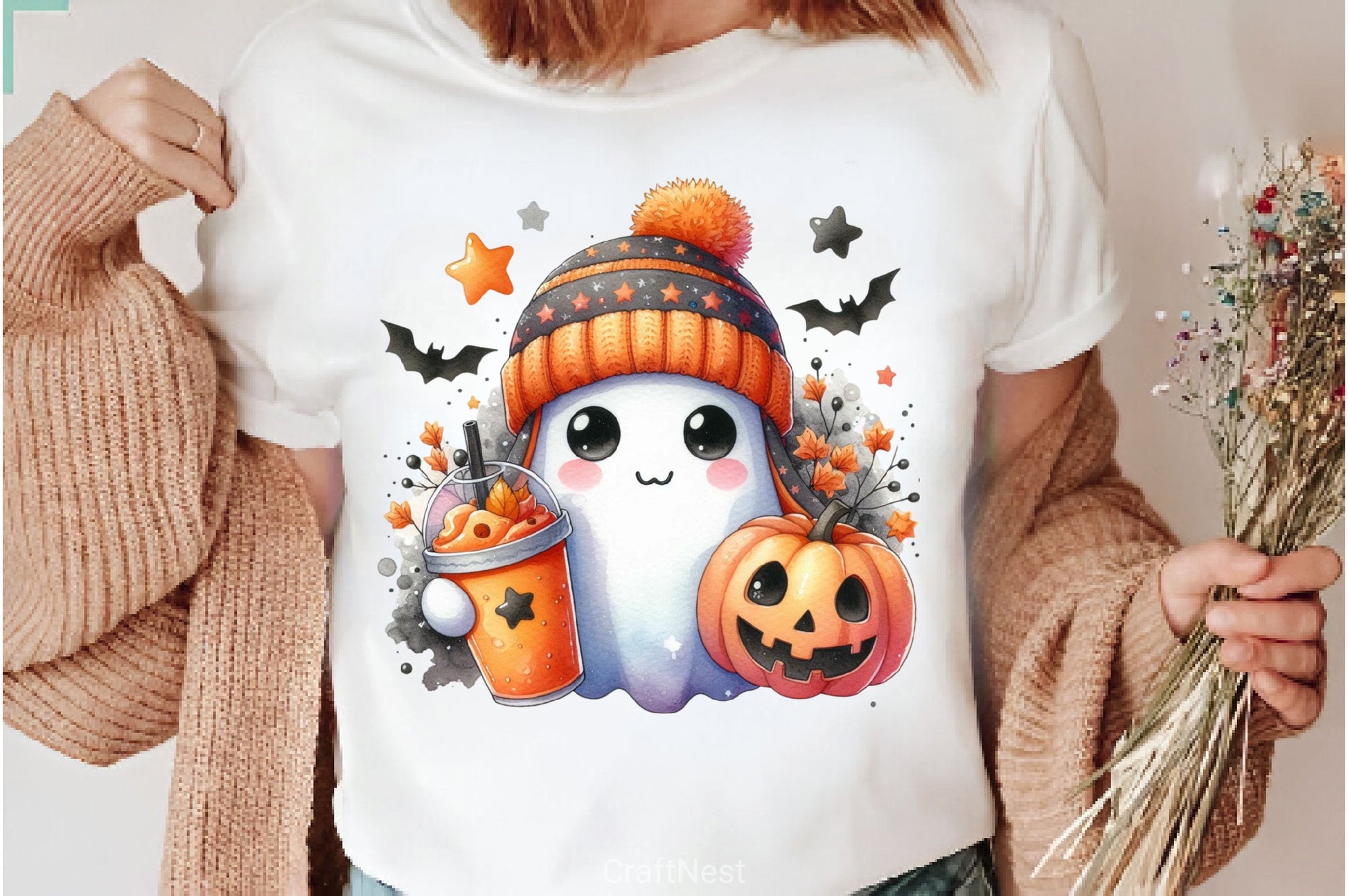 Cute Ghost Cute Halloween Clipart Bundle 14 - CraftNest - Digital Crafting and Art