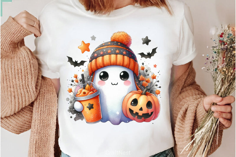 Cute Ghost Cute Halloween Clipart Bundle 14 - CraftNest - Digital Crafting and Art