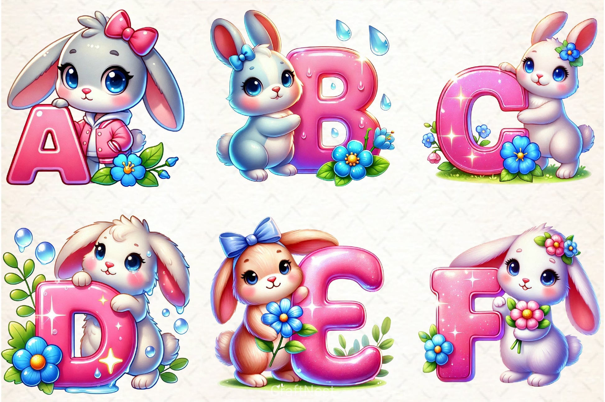 Easter Bunny Alphabet Clipart Bundle 1 - CraftNest - Digital Crafting and Art