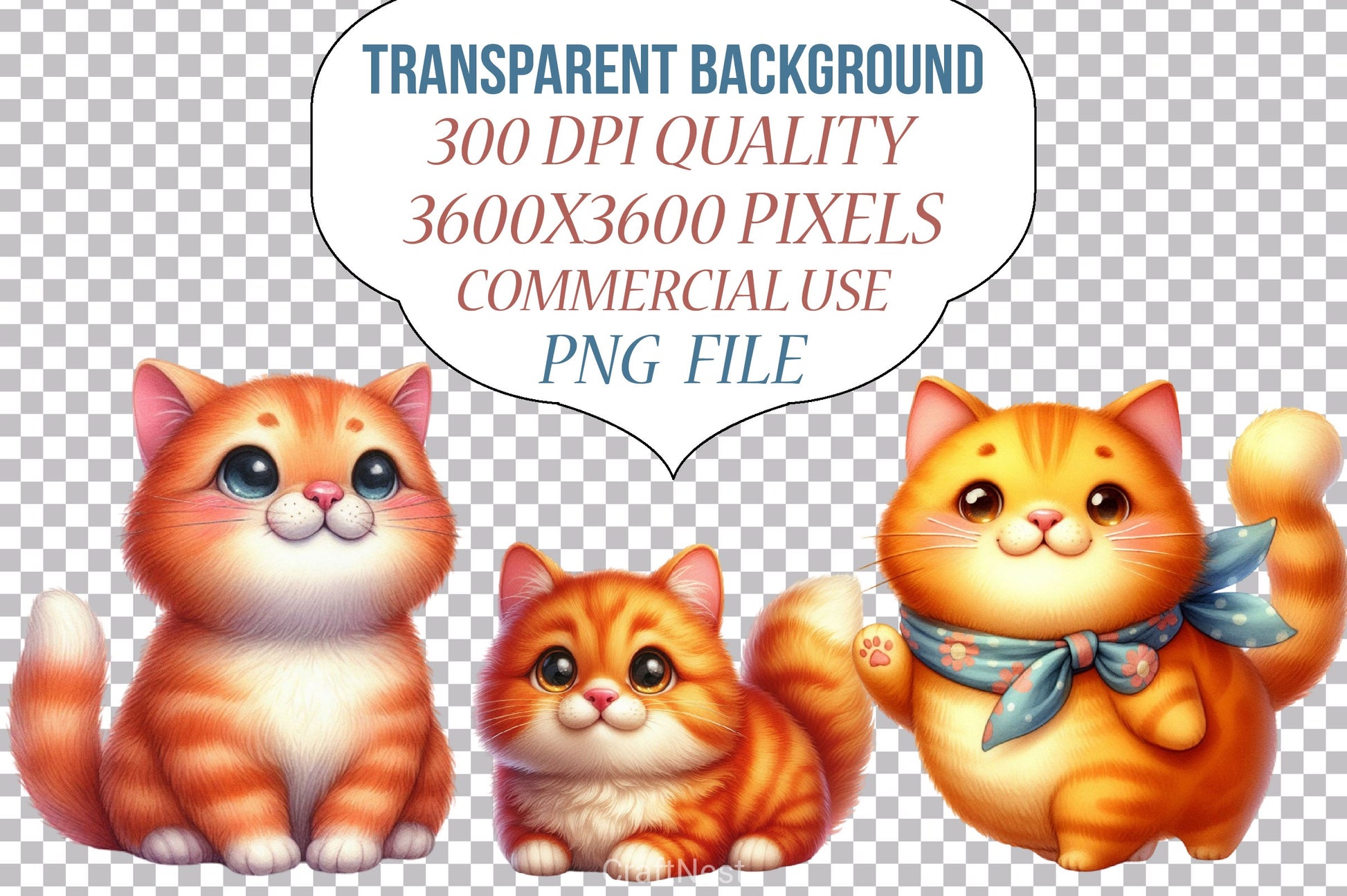 Funny Orange Cat Clipart Bundle - CraftNest - Digital Crafting and Art