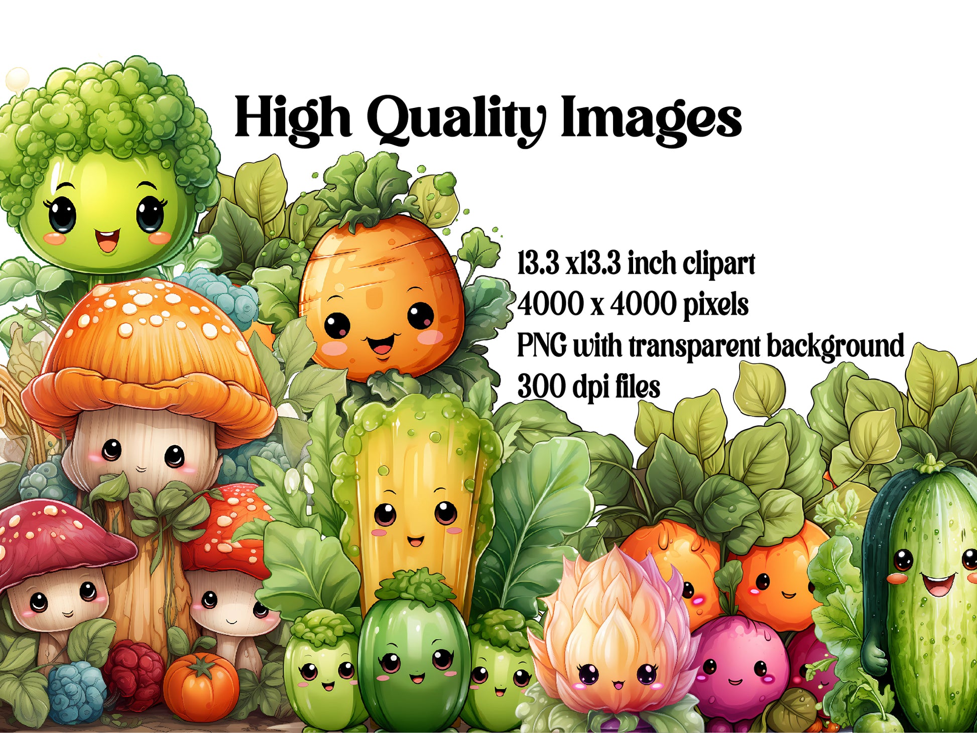 Kawaii Vegetables Clipart - CraftNest