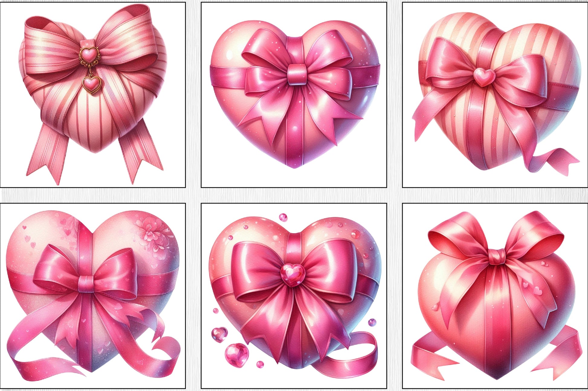 Valentine's Pink Heart Bow Clipart Bundle - CraftNest - Digital Crafting and Art
