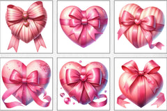 Valentine's Pink Heart Bow Clipart Bundle - CraftNest - Digital Crafting and Art