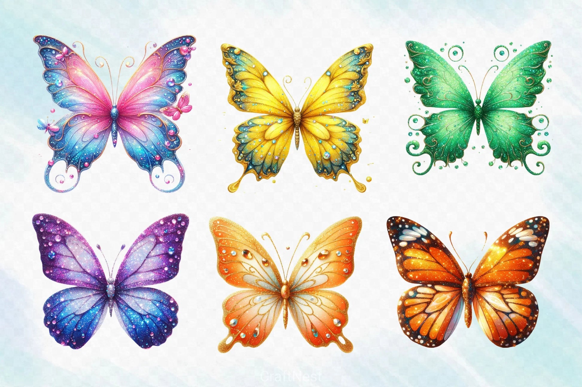 Glitter Butterfly Clipart Bundle 4 - CraftNest - Digital Crafting and Art
