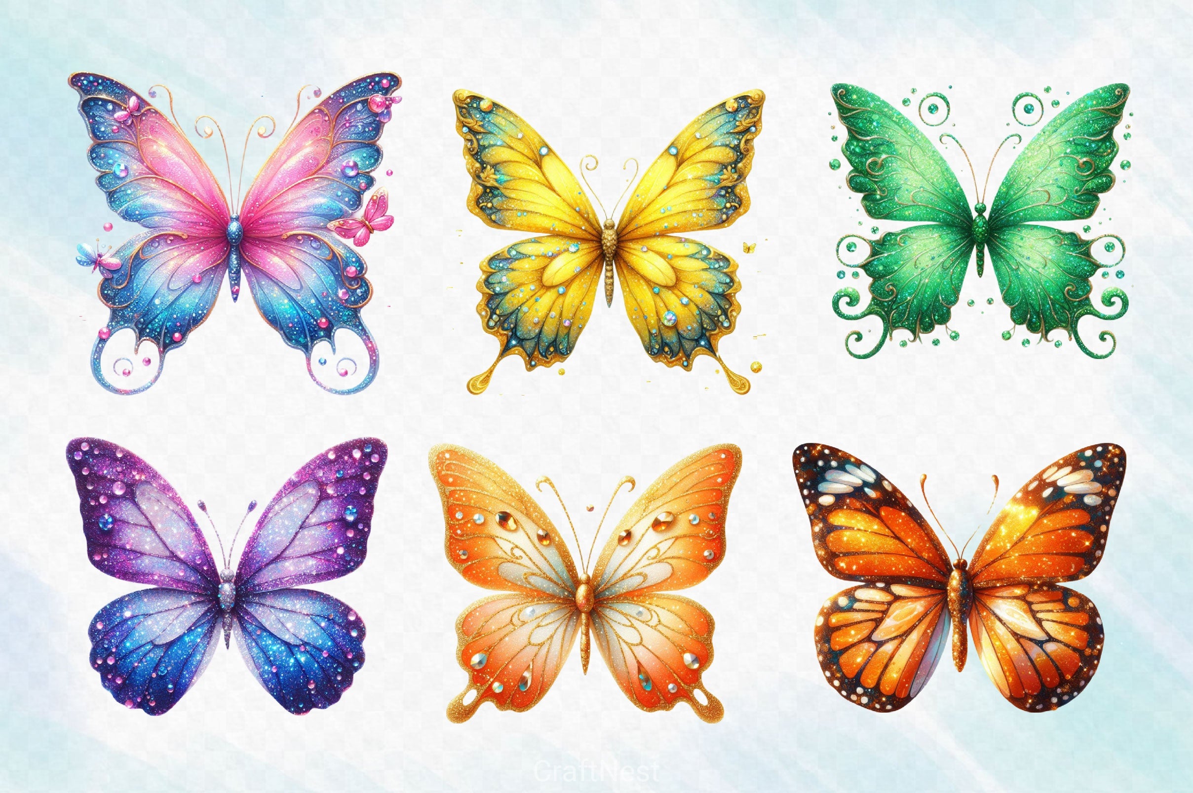 Glitter Butterfly Clipart Bundle 4 - CraftNest - Digital Crafting and Art