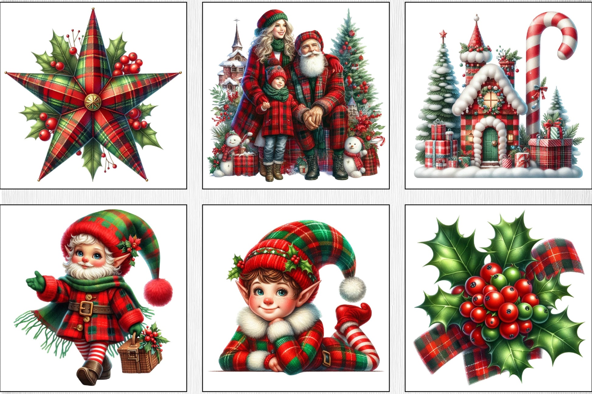 Red & Green Plaid Christmas Clipart Bundle - CraftNest - Digital Crafting and Art