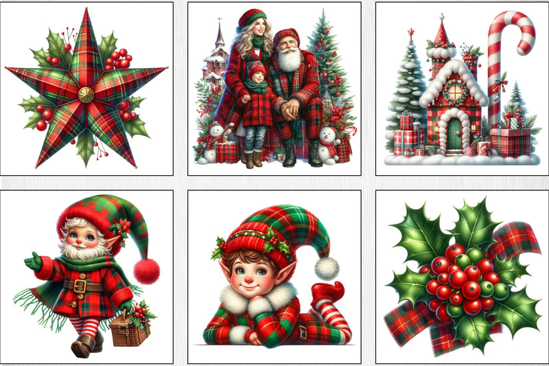 Red & Green Plaid Christmas Clipart Bundle - CraftNest - Digital Crafting and Art