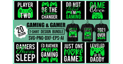 Gaming And Gamer T-Shirt Bundle - CraftNest - Digital Crafting and Art