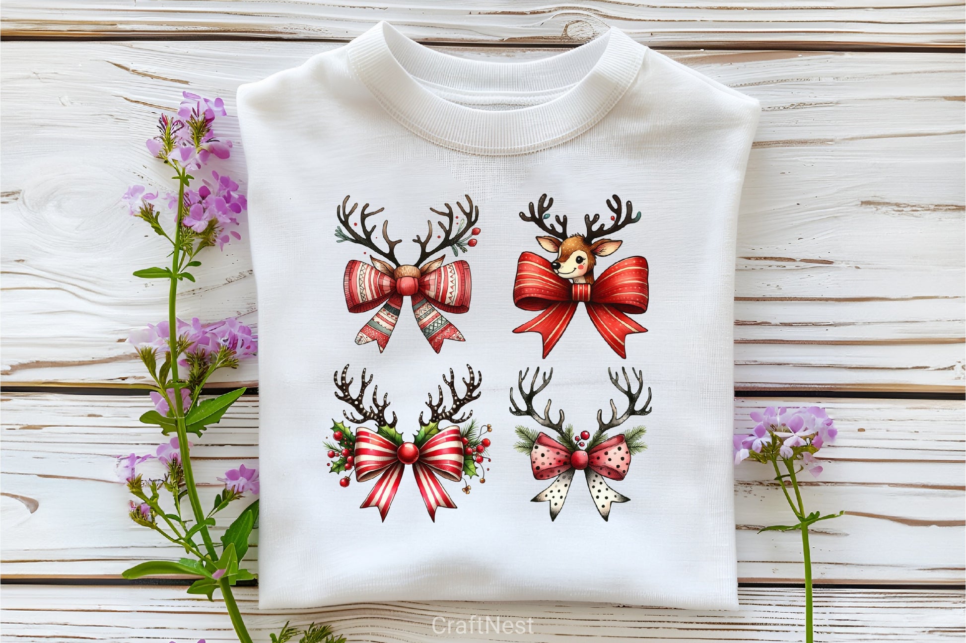 Christmas Reindeer Bow Clipart Bundle 3 - CraftNest - Digital Crafting and Art