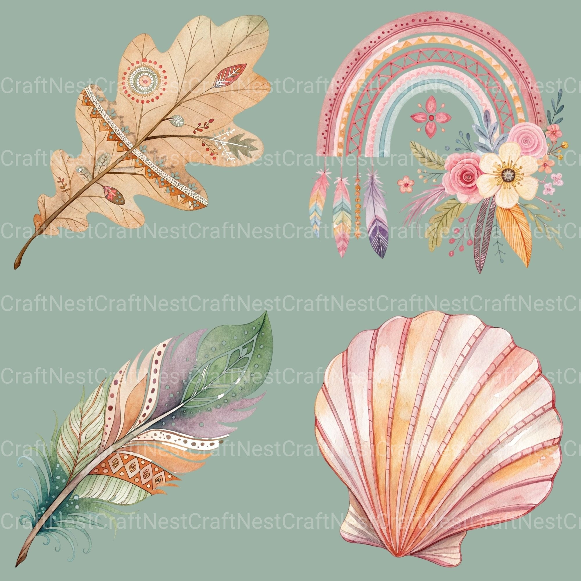 Boho Clipart Bundle 3 - CraftNest - Digital Crafting and Art