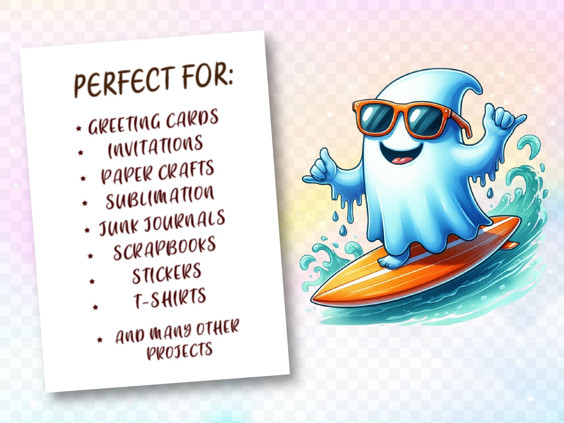 Playful Ghost Surfing Clipart Bundle - CraftNest - Digital Crafting and Art