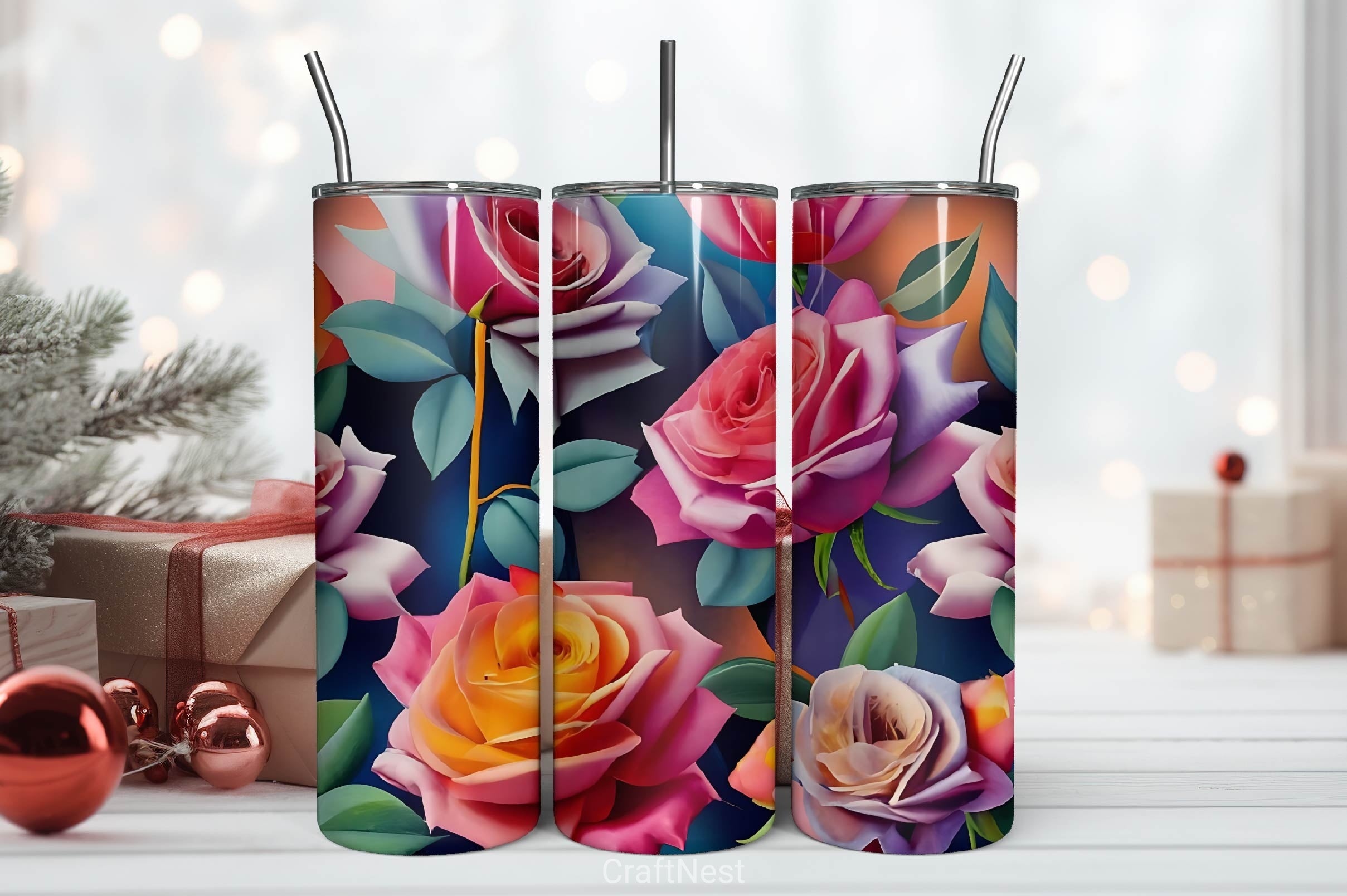 Flower Tumbler Wrap Bundle 19 - CraftNest - Digital Crafting and Art