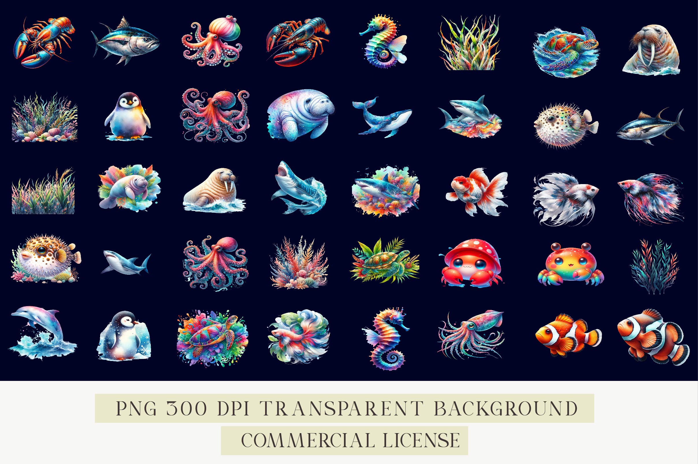 Sea Fish Collection Clipart Bundle - CraftNest - Digital Crafting and Art