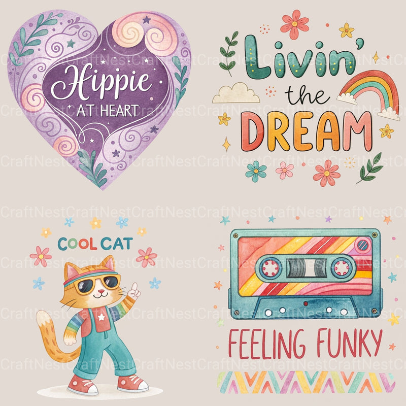 Hippie 70S Update Clipart Bundle - CraftNest - Digital Crafting and Art